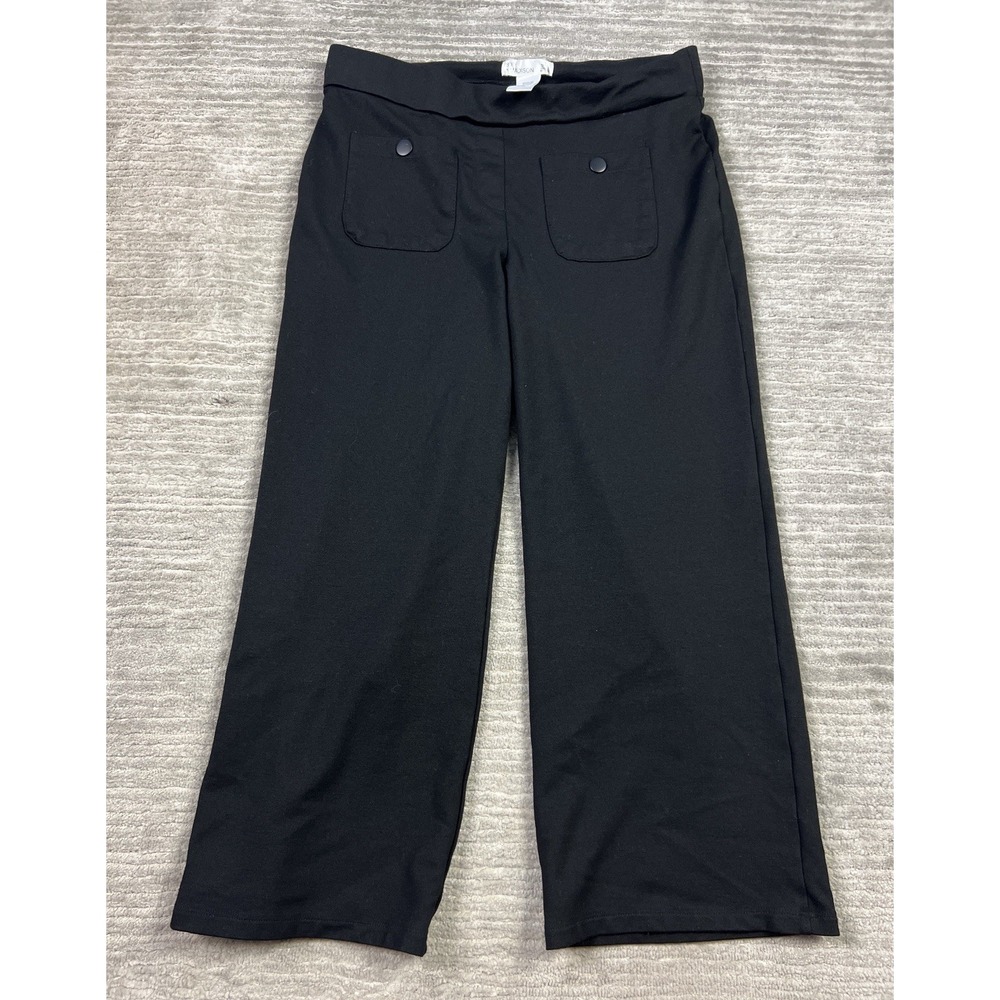 89th + Madison Pants Womens Large Black Pull On Elastic Waist Rayon Blend Casual